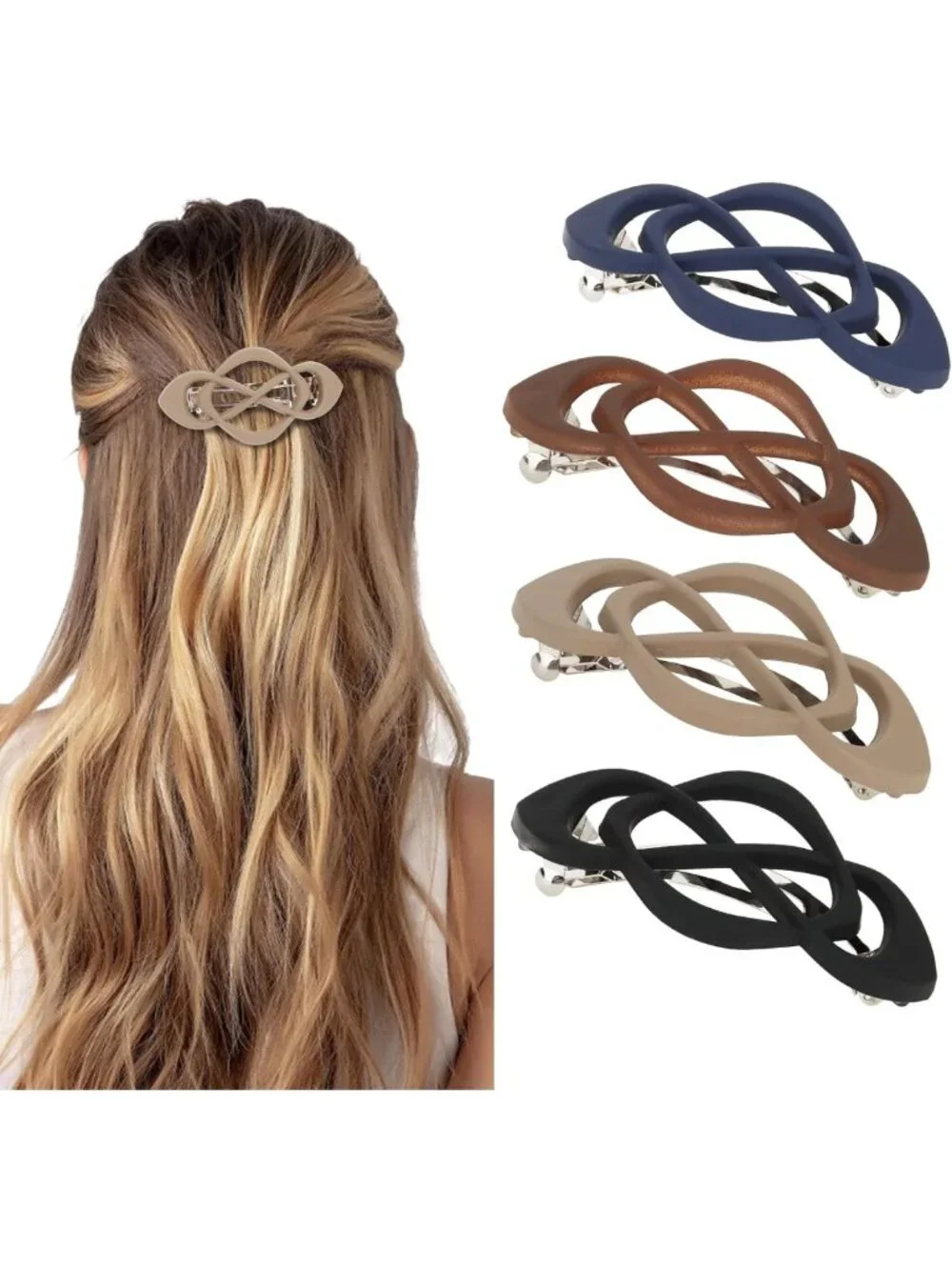 Vintage French Barrette Clips - 4 Pack Hair Accessories for Women & Girls, All
